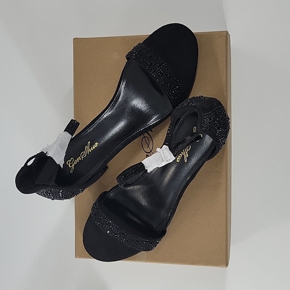 Black Glitter Block Heel Sandals NEW - Picture 11 of 16